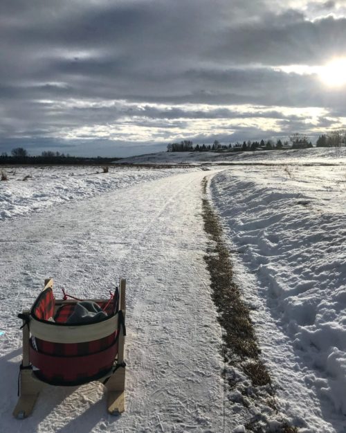 Frozen path and sled in Fish Creek