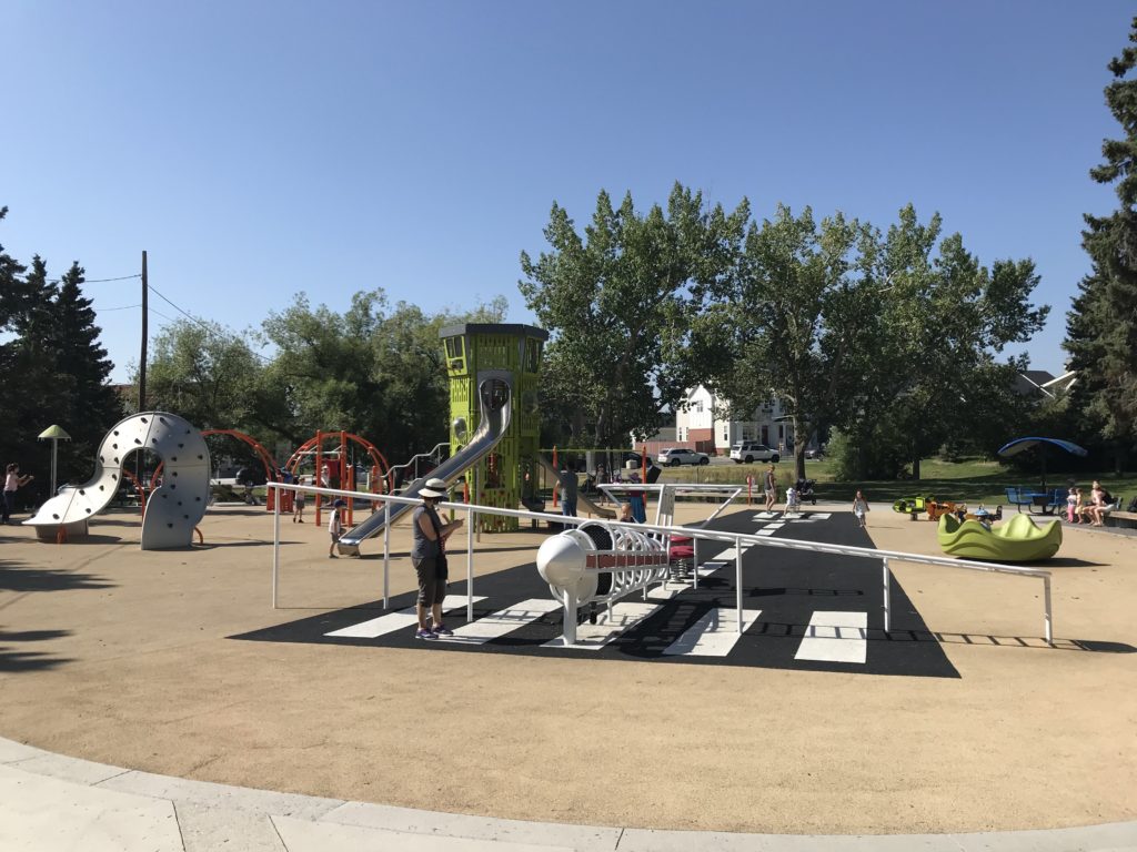 Airport playground in the community of currie Calgary